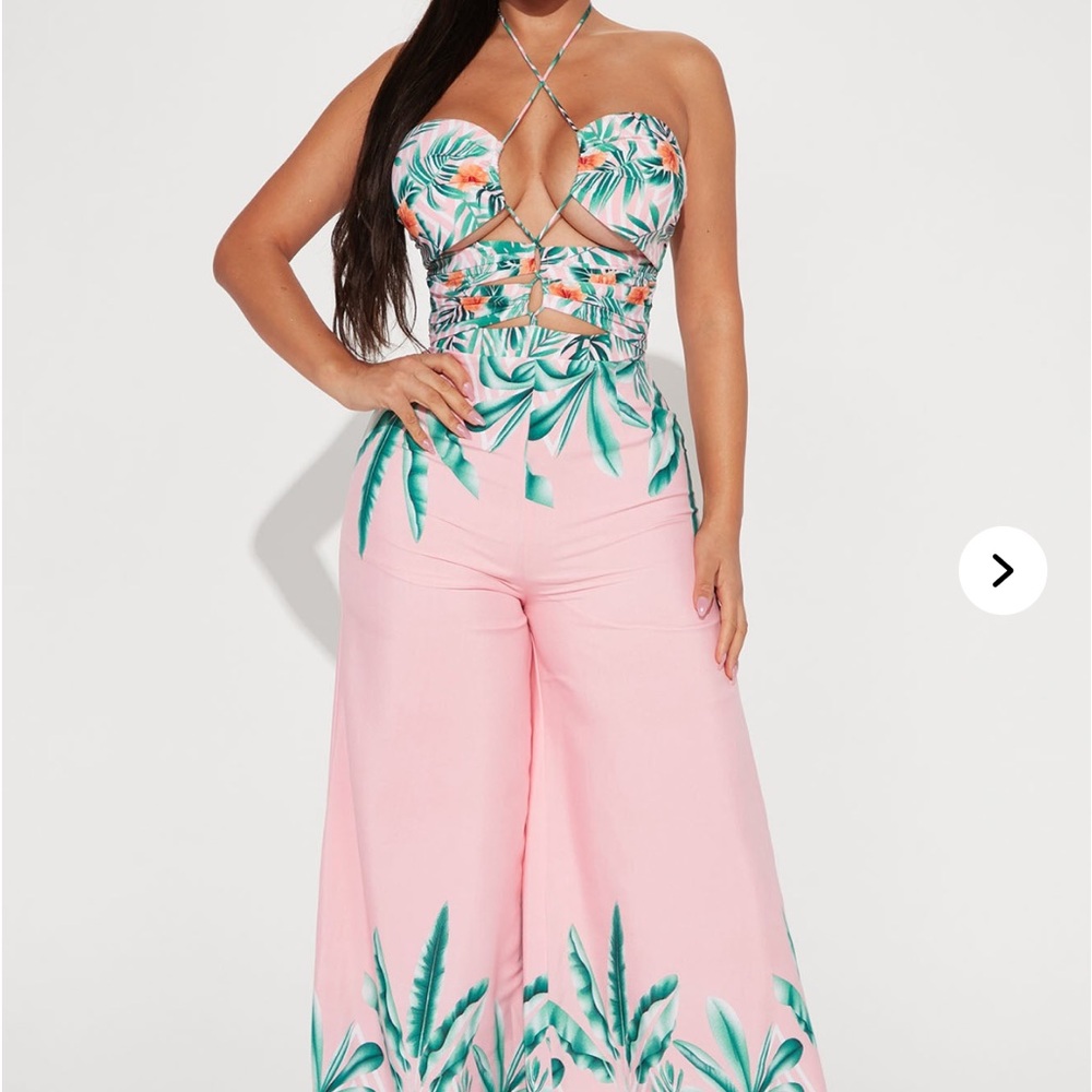 Tropical Pink Wide-Leg Jumpsuit